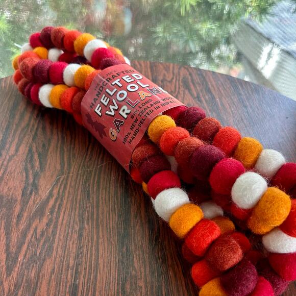 Trader Joe’s Felted Wool Garland, Handcrafted, Fall Seasonal Thanksgiving Colors - Picture 5 of 8
